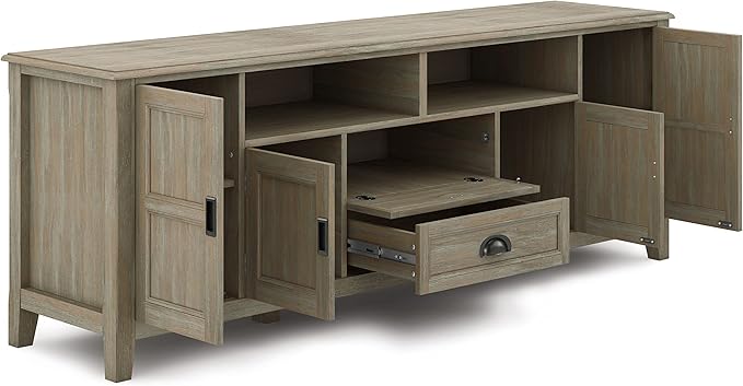 SIMPLIHOME Burlington SOLID WOOD 72 inch Wide Transitional TV Media Stand in - Image 3