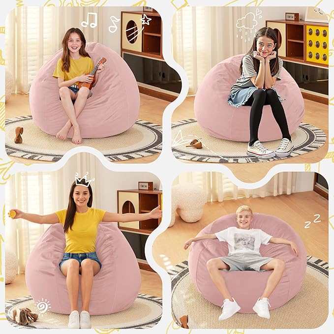 HABUTWAY 2FT Bean Bag Chair, Teardrop Bean Bag Chair Luxurious Velvet Ultra - Image 6
