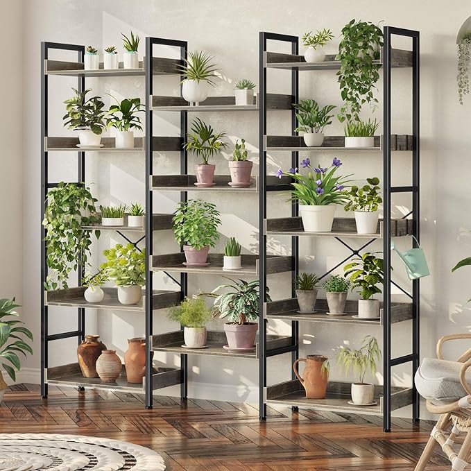 Rolanstar Bookshelf 5 Tiers, Triple Bookcase - Image 4
