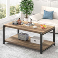 EXCEFUR Modern Coffee Table, Rustic Wood and Metal Center Table by EXCEFUR
