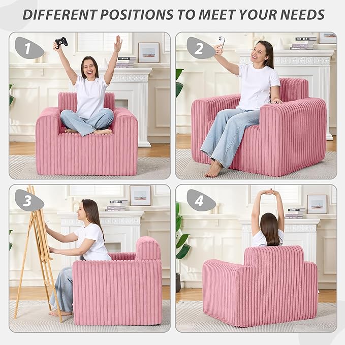 Giant Bean Bag Chair for Adults, Non-Slip Floor Sofa - Image 4