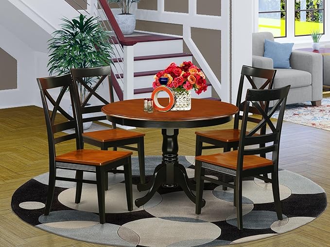 East West Furniture HLQU5-BCH-W 5 Piece Dining Room Furniture Set Includes a - Image 2