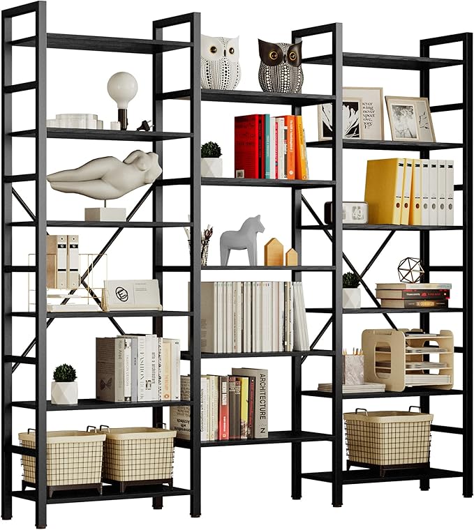 IRONCK Bookshelves 6 Tiers Triple Wide Industrial Bookshelf, Large Etagere by IRONCK