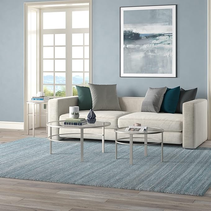 Henn&Hart Round Nested Coffee Table in Satin Nickel, Modern coffee tables - Image 9