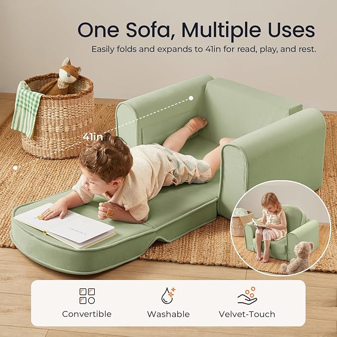 Tiny Land 2-in-1 Foldable Kids Couch - Image 2