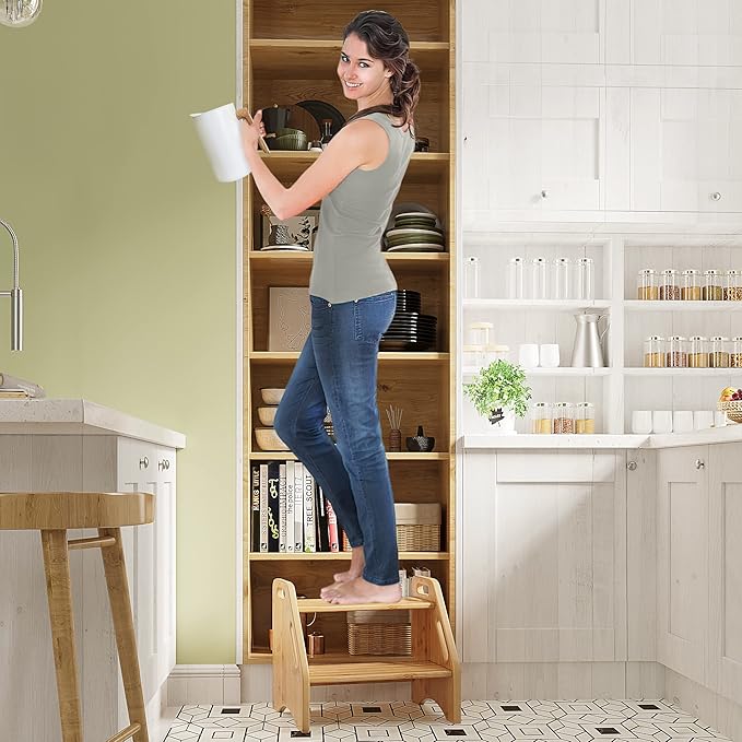 AMBIRD Wooden Step Stool, Two Step Stools Toddler 300 lbs Capacity - Image 7