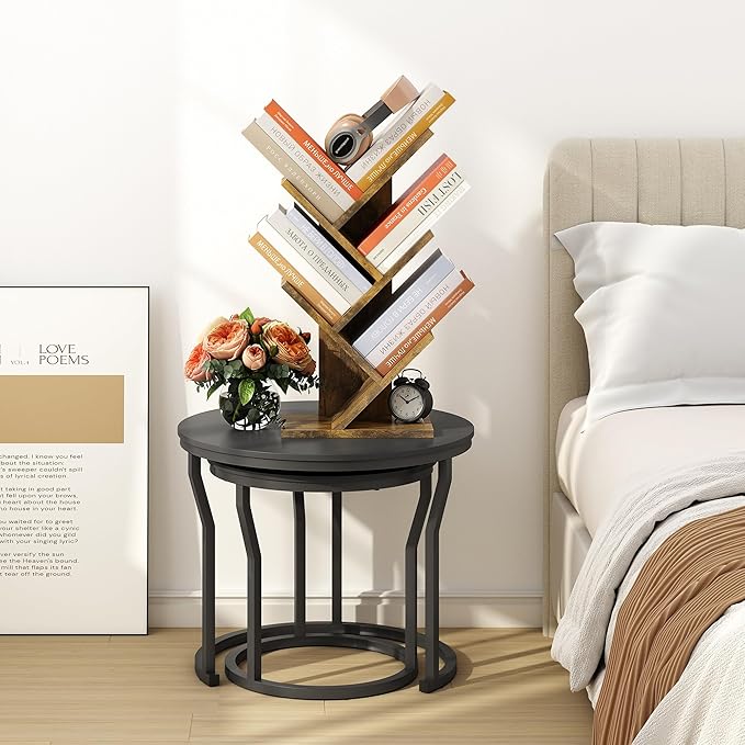 Hoctieon 4 Tier Tree Bookshelf, 4 Shelf Bookcase, Modern Book Storage, Free - Image 7