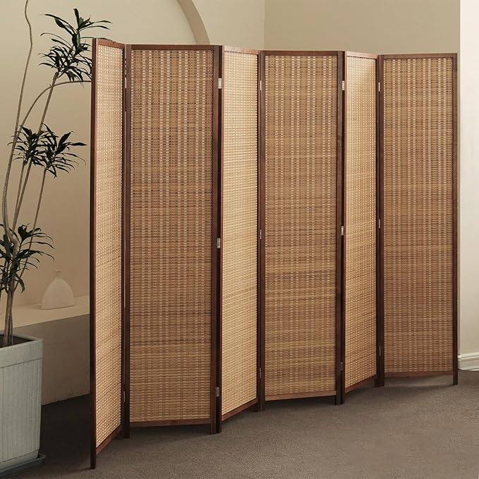 6 Panel Room Divider and Folding Screen Room Divider, Bamboo Room Divider by Furnnylane