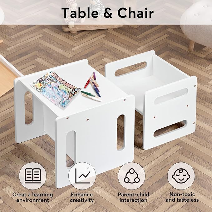 Kids Table and Chair Set, Montessori Weaning Table and Chair, Natural Bamboo - Image 2