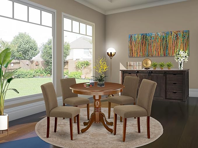 East West Furniture ANAB5-MAH-18 5 Piece Dining Table Set - Image 2