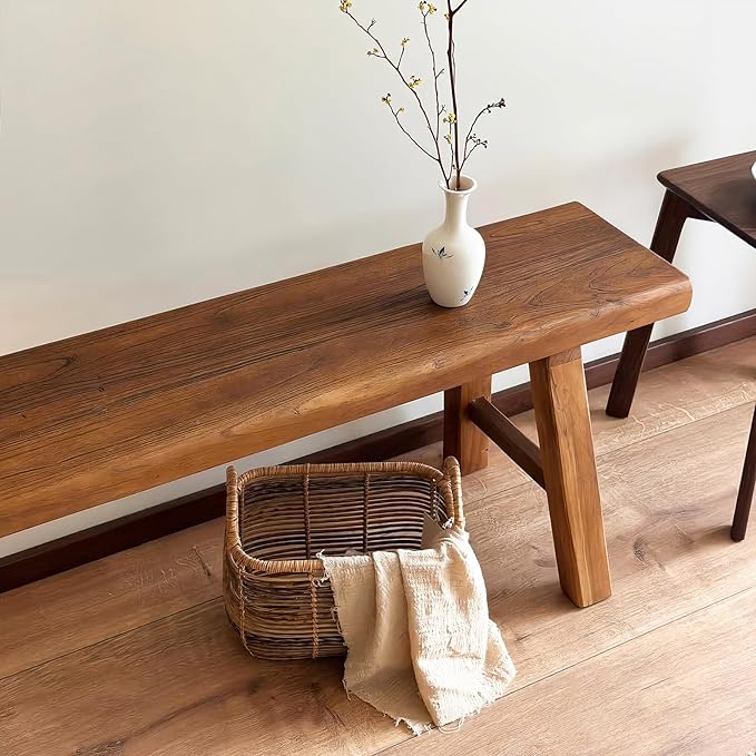 70.8in Wood Bench Indoor – Rustic Farmhouse Entryway Bench, Skinny Bench Design - Image 5