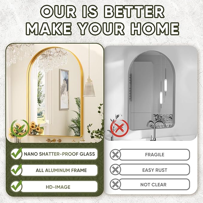 Suidia 22" x 30" Bathroom Mirror, Bathroom Vanity Mirror Metal Framed, - Image 5