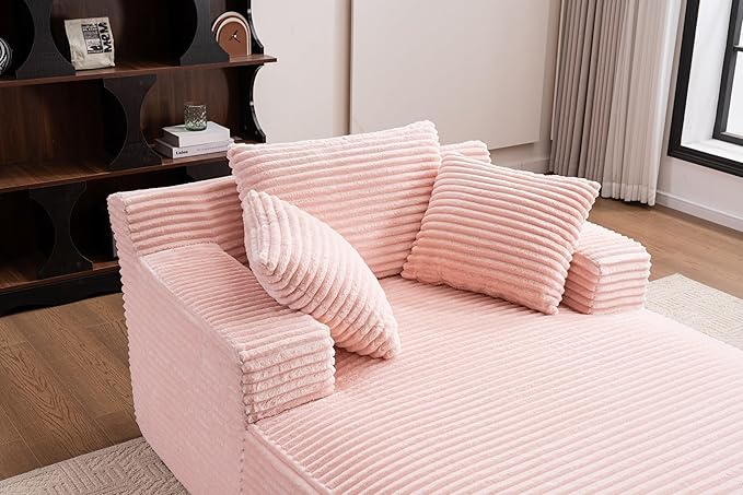 Oversized Chaise Daybed Lounge Sleeper Chair Sofa Bed Indoor, Fluffy Corduroy - Image 5
