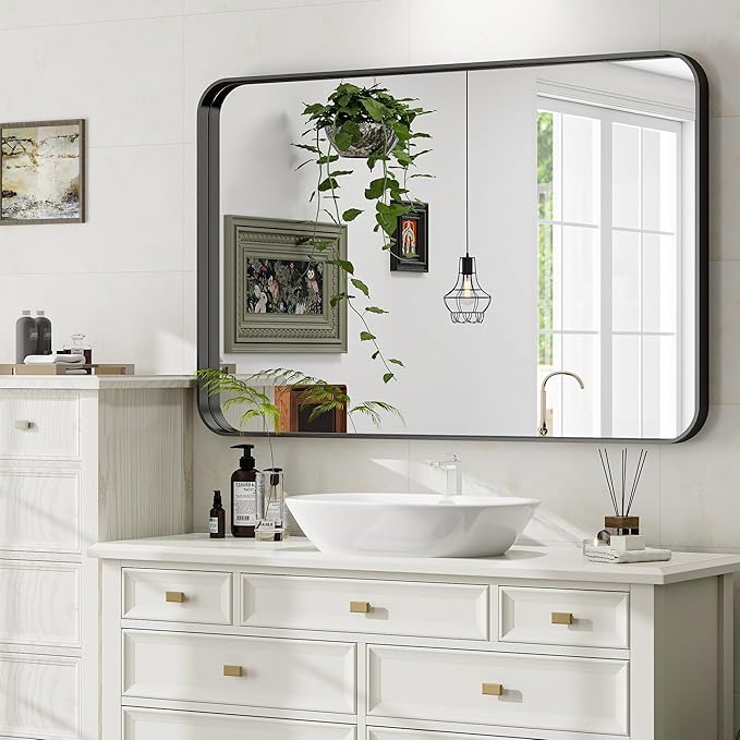 30"x40" Black Bathroom Mirror - Image 7