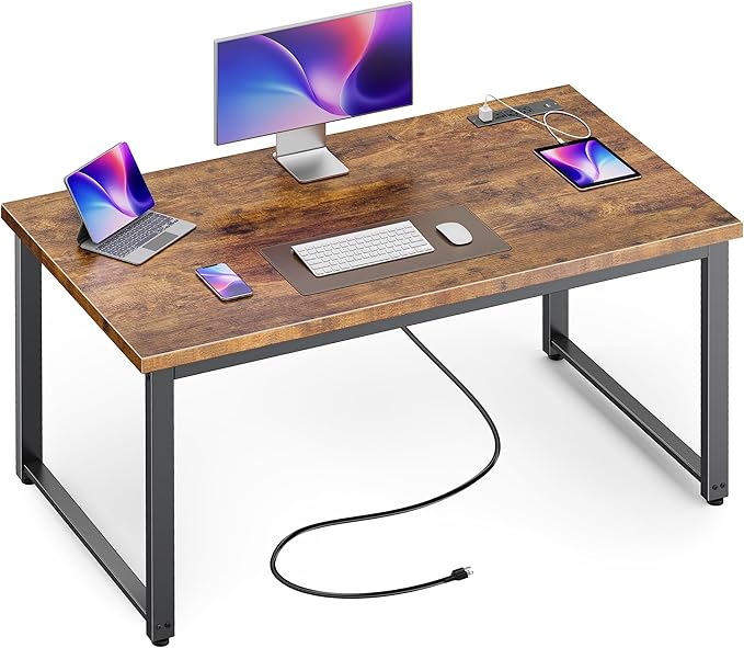 Huuger 48 x 24 inch Desk with Power Outlets & USB-C, Deeper & Thicker Desktop by Huuger