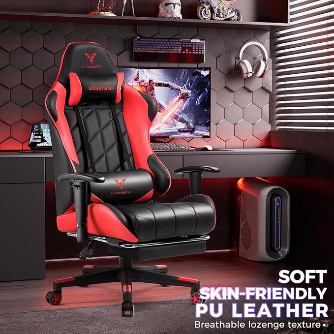Gaming Chair with 3D Adjustable Armrests, Cow Print Design, Ergonomic Office - Image 2