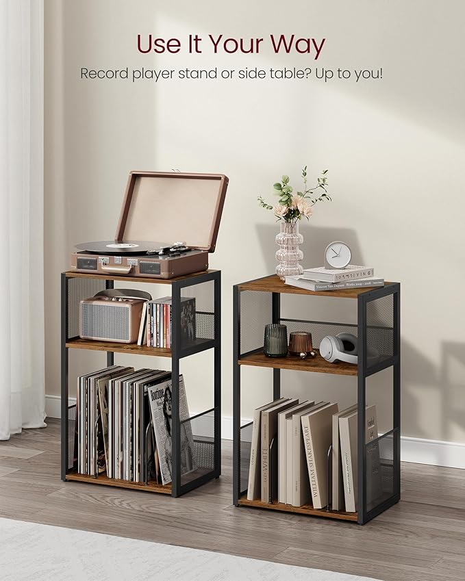 VASAGLE Record Player Stand, 3-Tier Side Table, Vinyl Record Storage up to 100 - Image 6