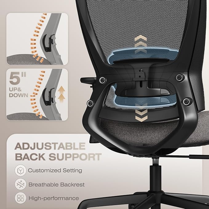 T96C Ergonomic Home Office Chair, Mesh Computer Desk Chair - Image 4