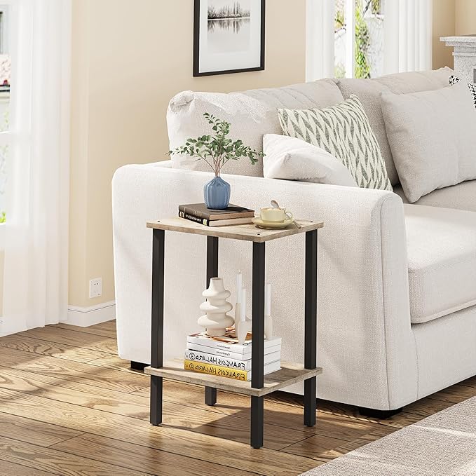 TUTOTAK End Table, Side Table, Nightstand, 2-Tier Storage Shelf, Sofa Side Table - Image 2