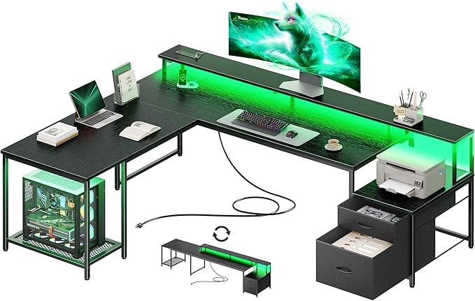 PRAISUN 66 Inch L Shaped Computer Desk by PRAISUN