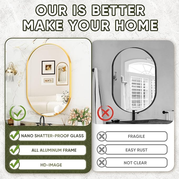 Suidia 22" x 30" Bathroom Mirror, Bathroom Vanity Mirror Metal Framed, - Image 3