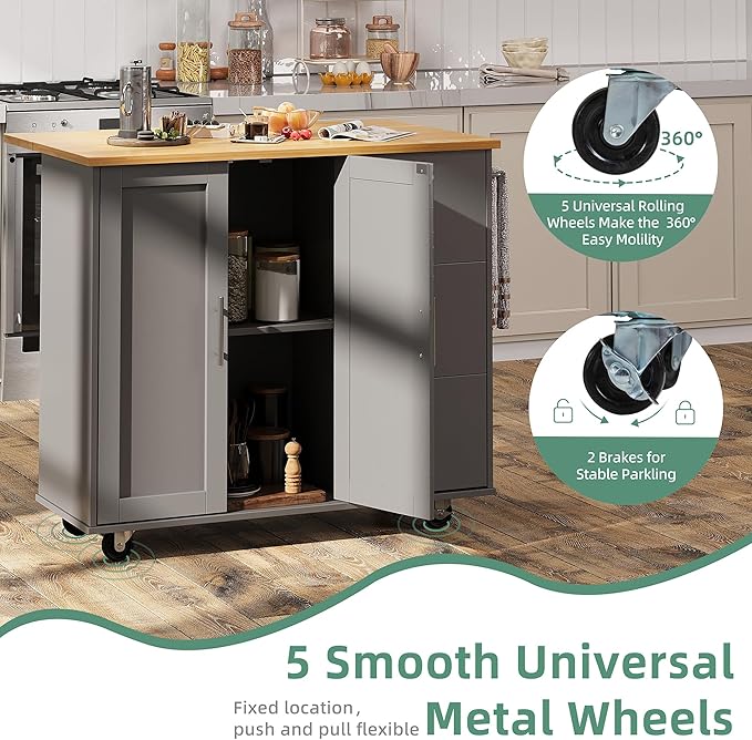 Shintenchi Rolling Kitchen Island Cart - Image 5