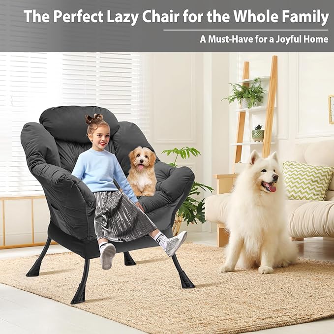 Lazy Chair Thick Padded, Comfy Velvet Accent Lounge Chair - Image 4