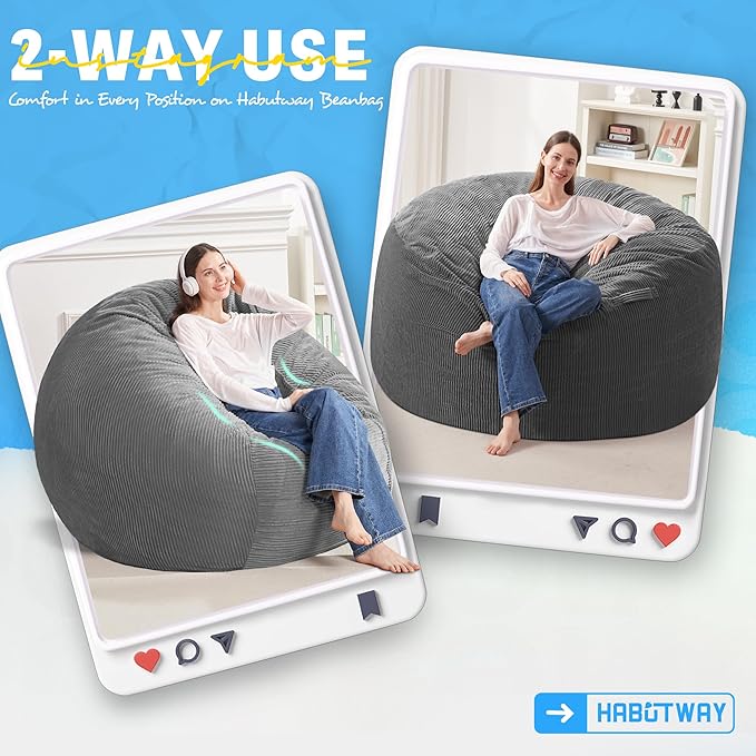 HABUTWAY 4FT Bean Bag Chair, Giant Bean Bag Chairs - Image 3