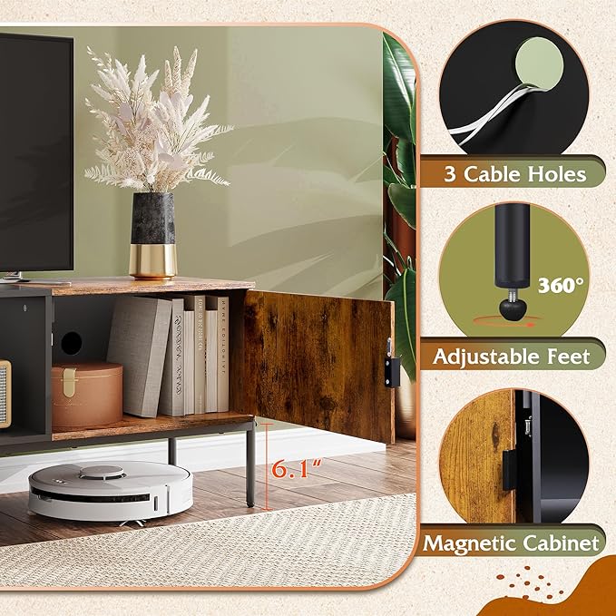 WLIVE Modern TV Stand for 65 Inch TV, Mid Century Entainment Center - Image 4