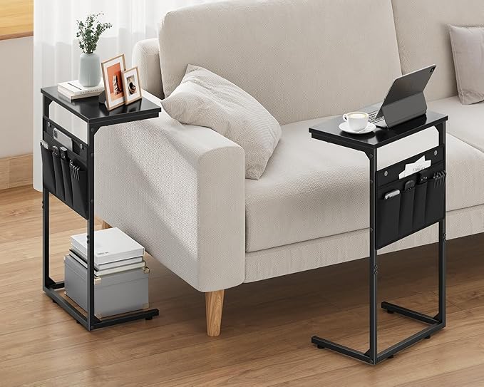 Vagusicc C Shaped End Table Set of 2, Tall Side Table - Image 2