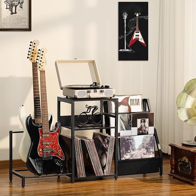 LELELINKY Record Player Stand, Electric Guitar, Turntable Stand - Image 4
