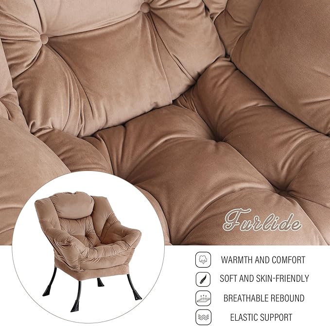 Lazy Chair with Ottoman, Modern Chair with Folding Footrest, Lounge Accent Chair - Image 4