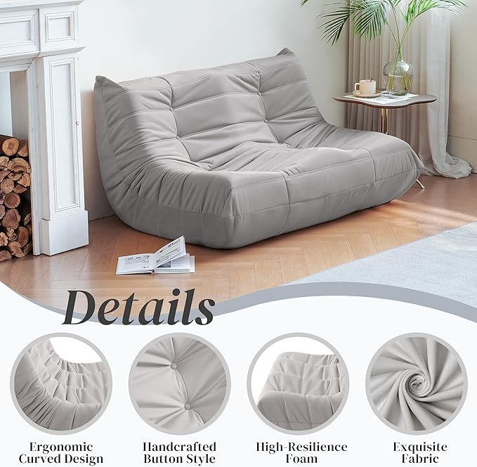 Bean Bag Chair, Loveseat Fireside Chair Bean Bag Sofa - Image 4