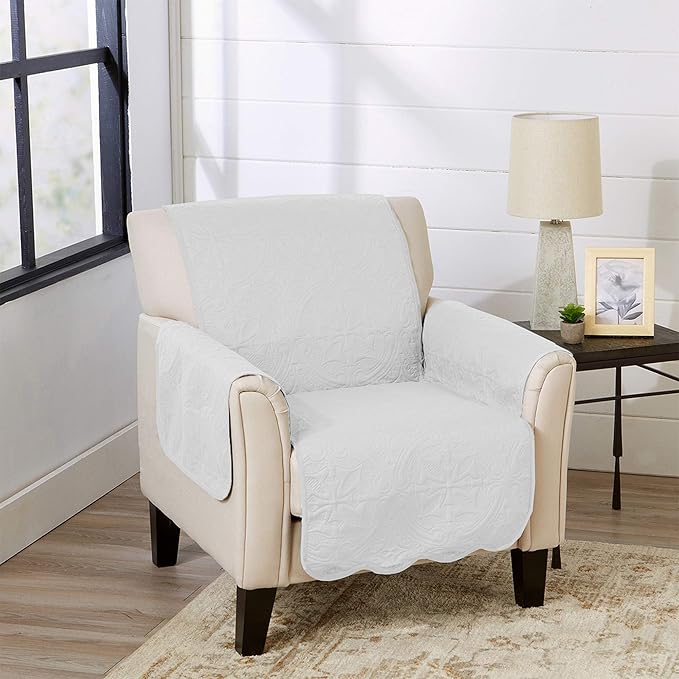Great Bay Home Medallion Stitched Solid Furniture Protector Stain Resistant by GreatBayHome