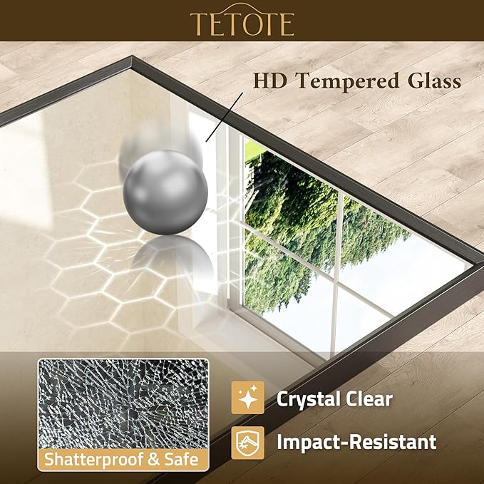 TETOTE Black Bathroom Mirror 24" x 30" Matte Black Rectangle Beveled Framed - Image 4