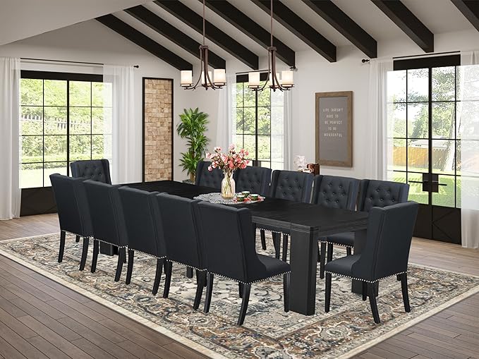 X12FO-006-24 - 13-piece Dining Room Table Set a Rectangular Kitchen Table and by LuxebyEastWestFurniture