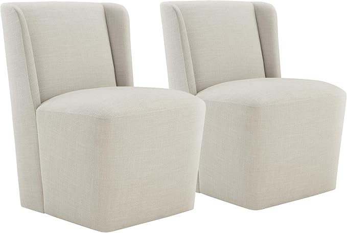 Dining Chairs with Casters No Assembly Upholstered Wingback Single Sofa Armless by Kislot