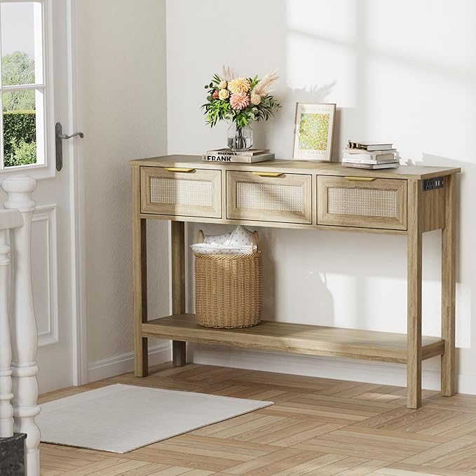 Entryway Table, Rattan Console Table - Image 2