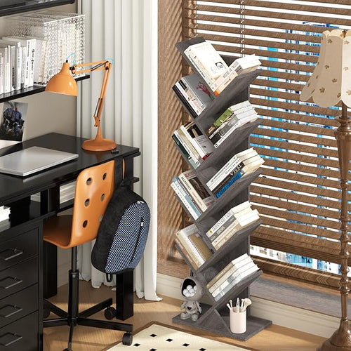10 Tier Tree Book Shelf, Floor Standing Wood Bookshelf - Image 2