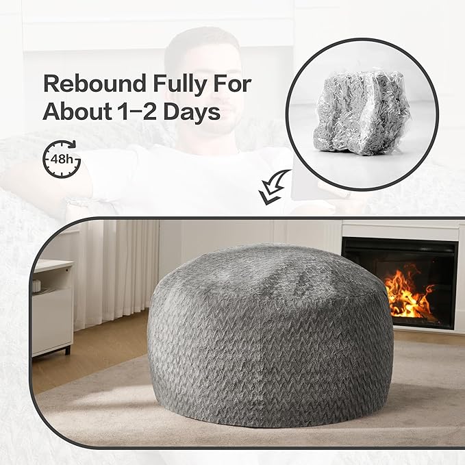 Hobestluk 4ft Bean Bag Chairs for Adults Large Beanbag Chair - Image 8