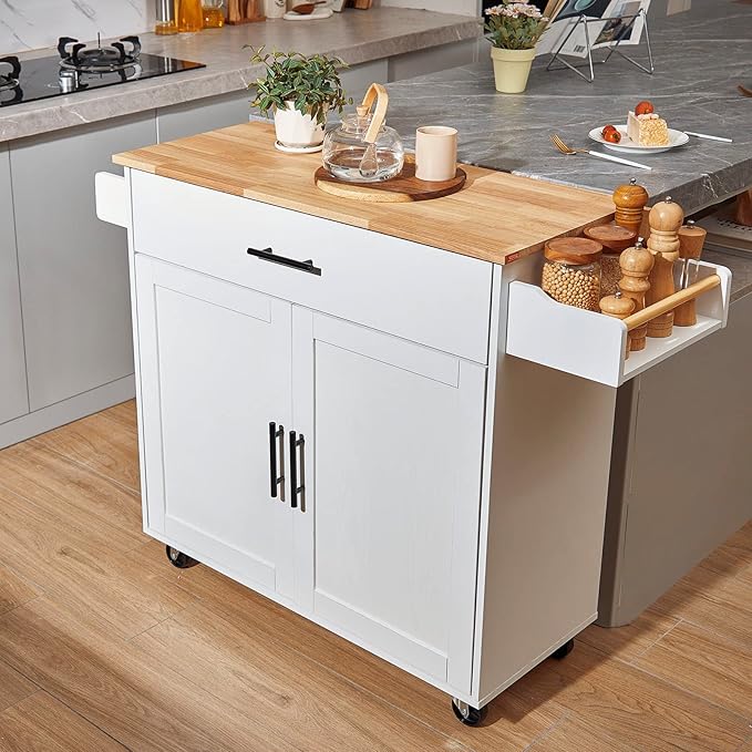 VEVOR Kitchen Island Cart with Solid Wood Top, 35.4" Width Mobile Carts with - Image 9