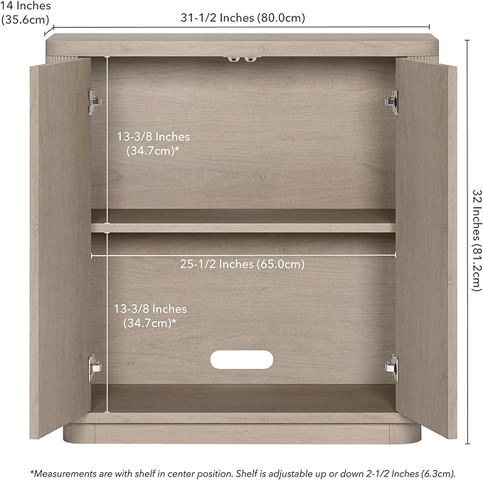 Henn&Hart 32" Wide Rectangular Accent Cabinet in Beech White, - Image 3