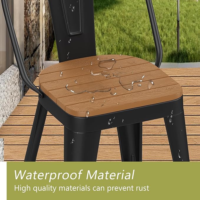 Outdoor Metal Bar Stools Set of 4, 30 inch Barstools Counter Height Bar Stool - Image 4