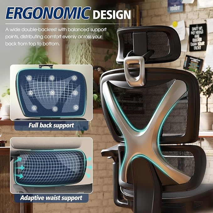 GABRYLLY Ergonomic Office Chair, Big and Tall Mesh Chair - Image 4