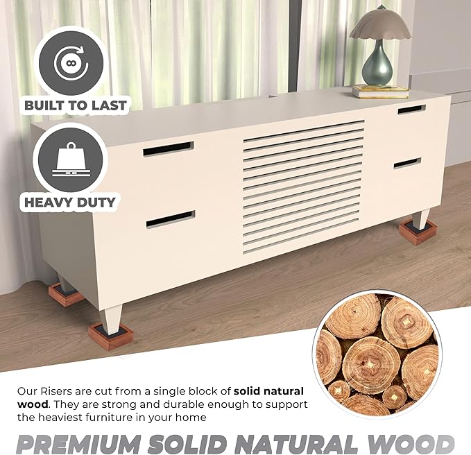 FASONLA Bed Risers Furniture Risers Lifts Height 1", Solid Natural Wood Risers - Image 5