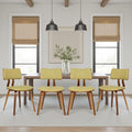 Armen Living Jaguar Mid-Century Dining Chair in Walnut Wood and Green Fabric by ArmenLiving