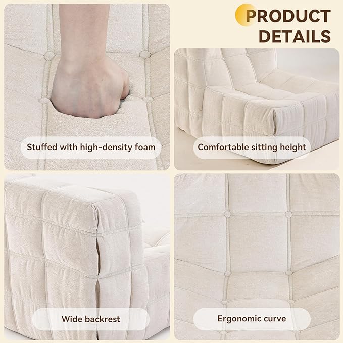 Bean Bag Chair, Soft Chenille Pre-Filled Lazy Chair Floor Sofa Bean Bag Chair - Image 4