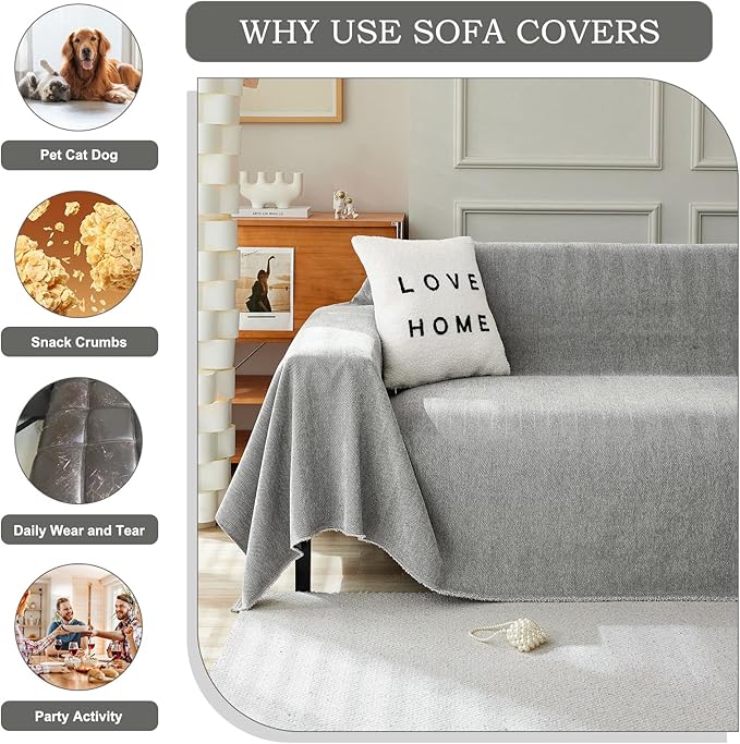 STACYPIK Soft Dark Gray Couch Cover - Image 4