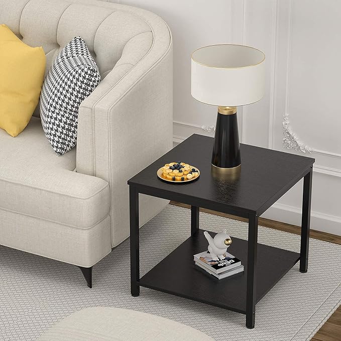 Homieasy Side Table 20 Inch Square, 2-Tier Coffee Tea End Table Nightstands - Image 8