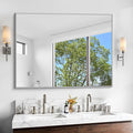 KOCUUY Silver Bathroom Mirror, Brushed Nickel Vanity Mirror by KOCUUY